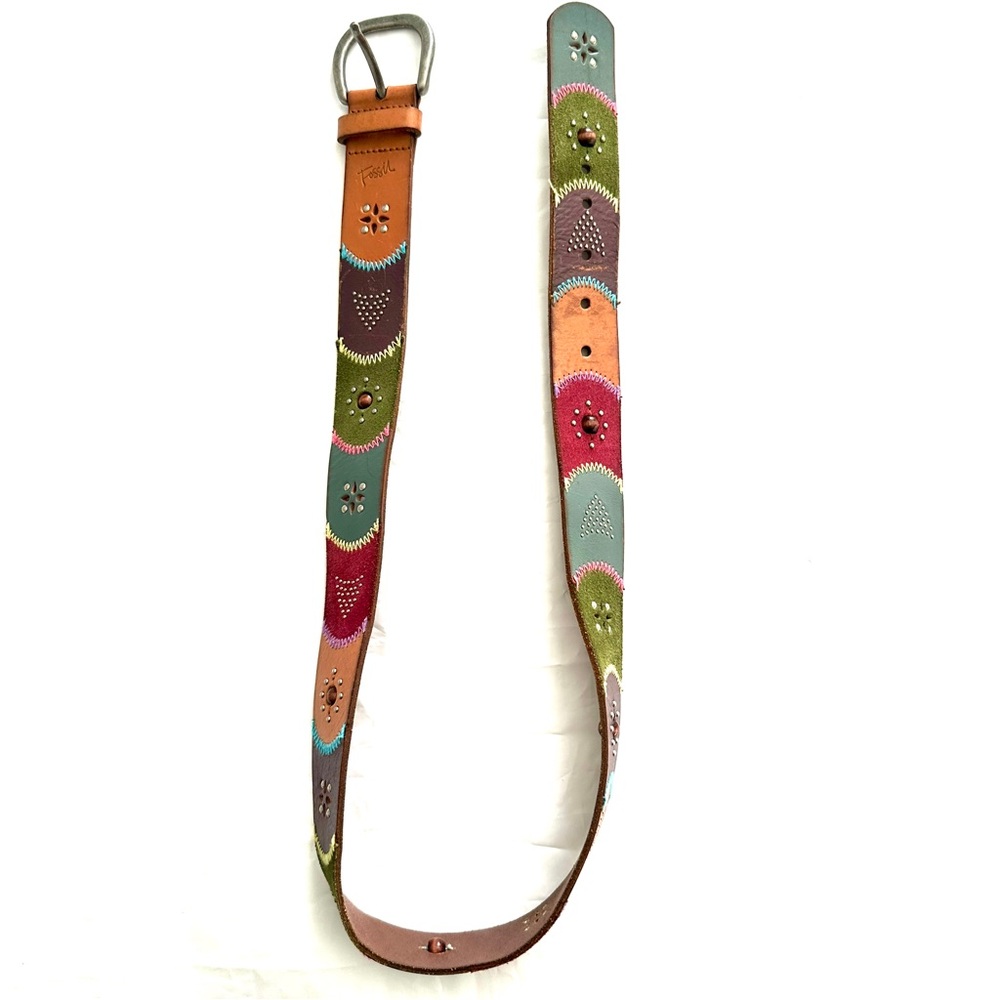 Lucky Brand Colorful Patchwork Embroidered Belt boho western